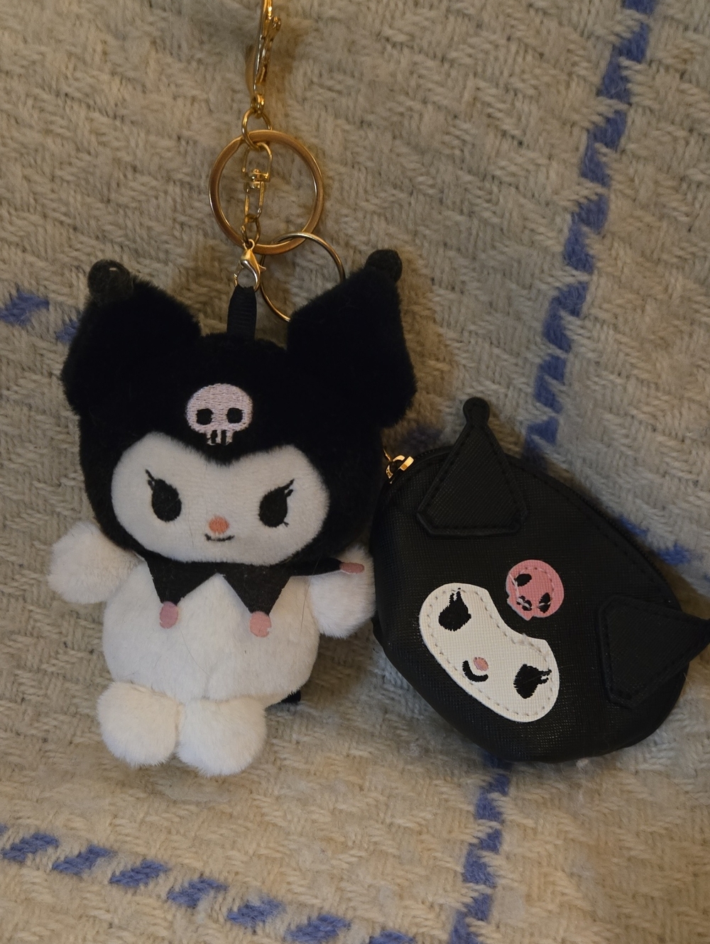 Sanrio Kuromi Black White Plush Keychain with Coin Pouch
